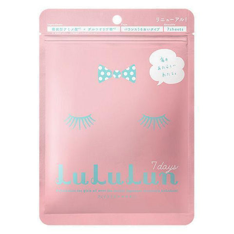 Lululun Pink Facial Sheet Mask Balanced Moisturizing 10 Sheets