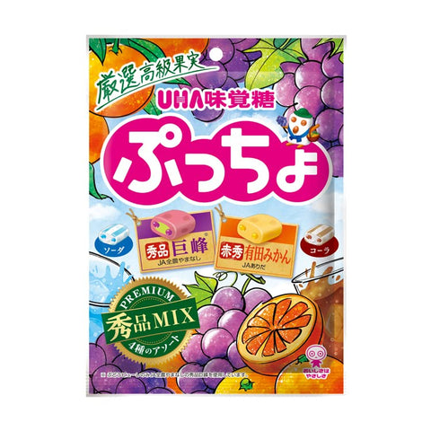 Uha Miguto Puccho 4 Assorted Bags 93G - Kyoho Grape Arita Mandarin Orange Cola Soda (6 Bags) - Japan