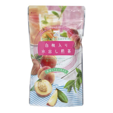 Kanematsu Water-Drained Green Tea With White Peach Tea 20 Bags - Natural Peach Flavor