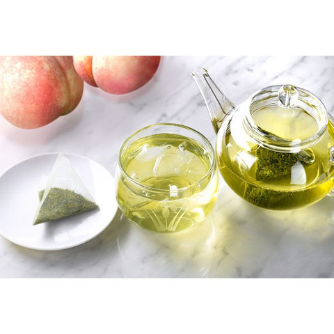 Kanematsu Water-Drained Green Tea With White Peach Tea 20 Bags - Natural Peach Flavor