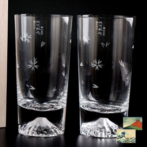 Tajima Glass Sakura Fuji Tumbler Set Of 2 Japanese Sake Beer Glasses For Father'S Day Mother'S Day 60Th Birthday Overseas Souvenir