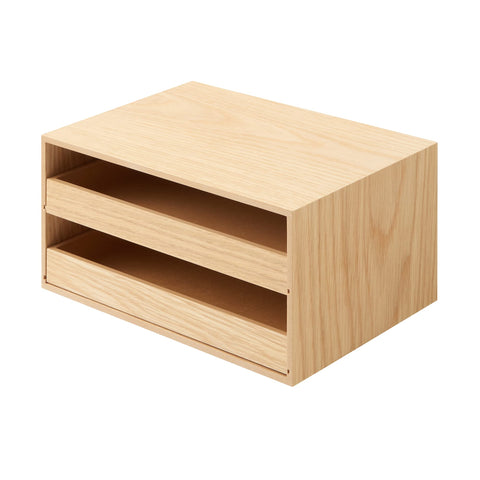 Mujirushi Ryohin Wooden Tray Storage 2 Drawers Japan 25.2X17X12.6Cm