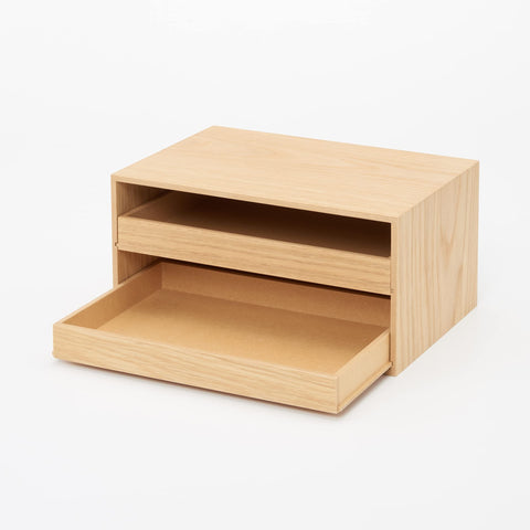 Mujirushi Ryohin Wooden Tray Storage 2 Drawers Japan 25.2X17X12.6Cm