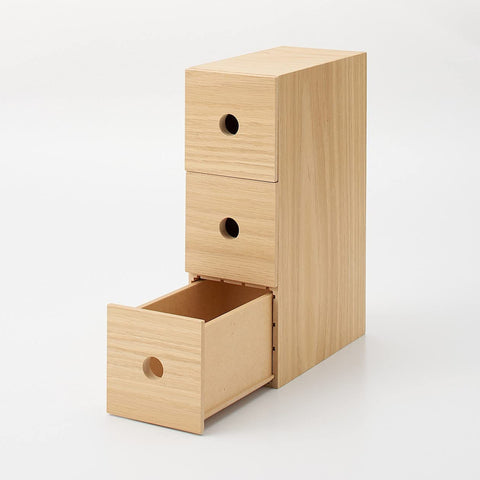 Muji Wooden Small Storage 3 Tier Japan - 8.4X17X25.2Cm | 82603323 | Mujirushi Ryohin