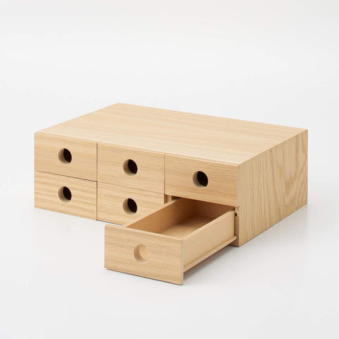 Mujirushi Ryohin 82603330 6-Tier Wooden Small Storage 8.4 X 17 X 25.2 Cm Japan