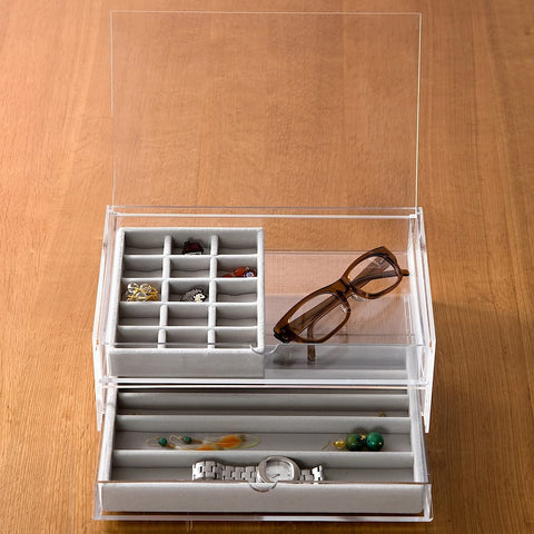 Mujirushi Ryohin 82998290 Acrylic Case 2 Tier Drawer W/ Lid 25.5X17X9.5Cm Japan