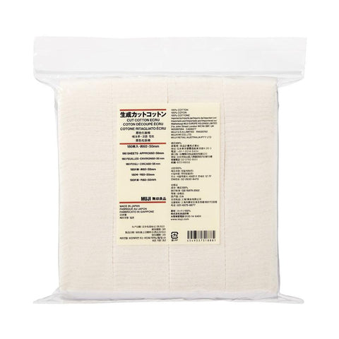 Muji Cut Cotton Ecru Unbleached Facial Puffs 60X50Mm 180 Pads - Cotton and Face Care Goods