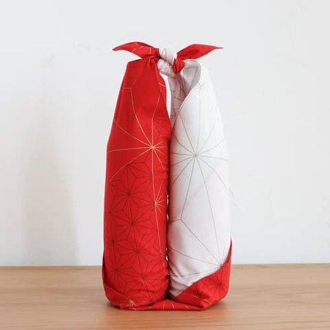 Musubi Furoshiki 70Cm Cotton Wrapped Hemp Leaf Turtle Shell Red Japan