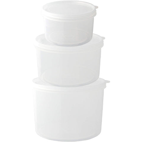 Nagao Round Polypropylene Storage Container Set Made In Japan - 490Ml 900Ml 1700Ml