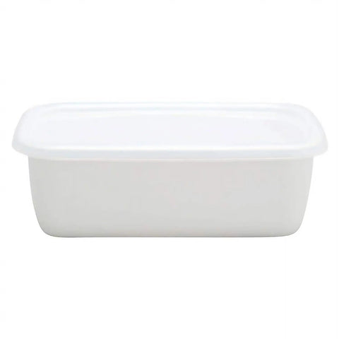 Noda Horo White Series Enamel Rectangle Deep Food Containers With Lid Large