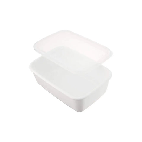 Noda Horo White Series Enamel Rectangle Deep Food Containers With Lid Large