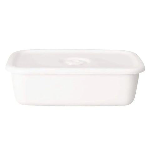 Noda Horo White Series Enamel Rectangle Deep Food Containers With Sealed Lid Large