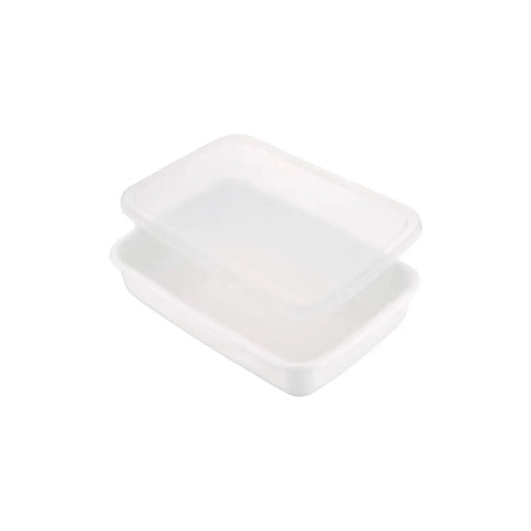 Noda Horo White Series Enamel Rectangle Shallow Food Containers With Lid Large