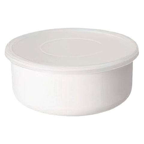 Noda Horo White Series Enamel Round Food Containers With Lid 12cm