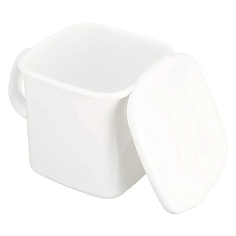 Noda Horo White Series Enamel Square Food Containers With Handle And Enamel Lid 1.2L