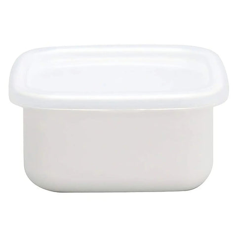 Noda Horo White Series Enamel Square Food Containers With Lid Small