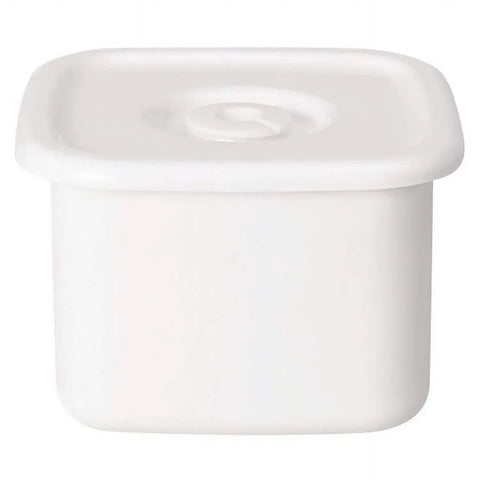 Noda Horo White Series Enamel Square Food Containers With Sealed Lid Medium