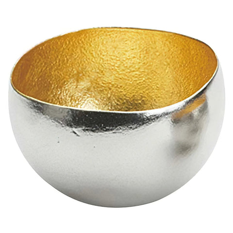 Nousaku Hand-Crafted Cast Tinware Kuzushi Yure Misshapen Swing Cold Sake Cup 130ml - Gold