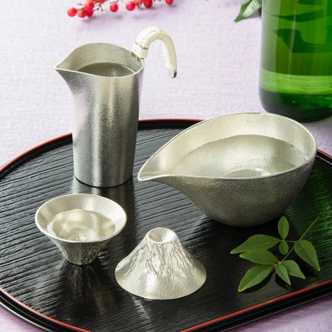 Nousaku Tinware Katakuchi Lipped Sake Server 150ml - Silver