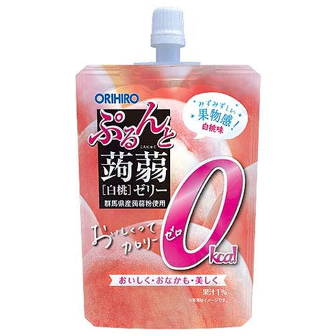 Orihiro Purun & Konjac Jelly 0 Calorie White Peach 130G Pouch X 48 Pieces - Japanese