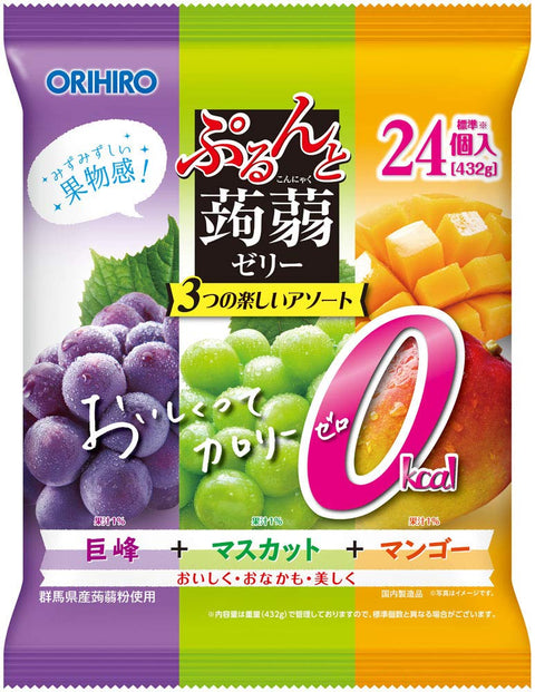 Purun And Konjac Konjac Jelly Pouch Large Bag Zero Calorie Kyoho + Muscat + Mango Japan 24Pcs