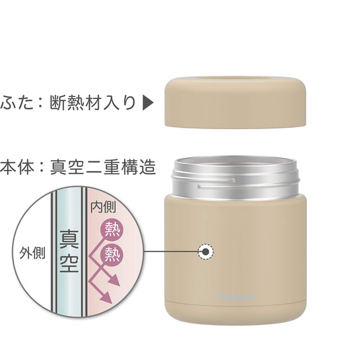 The-Peacock Peacock Food Jar 300Ml Stainless Steel Japan Sand Beige Lkd-30 Ca