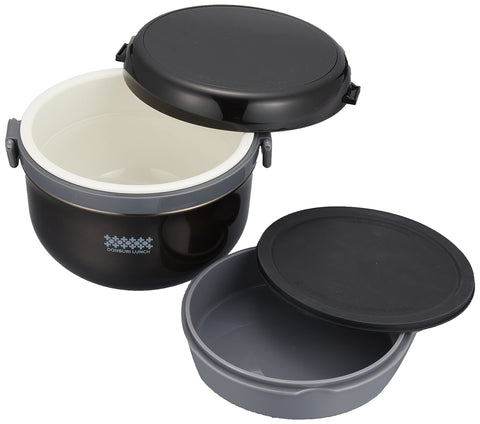 Pearl Metal Kinzoku Thermal Insulated Lunch Box 2.7 Cups W/ Bag Black Tokumori Donburi Japan - Hb-1314