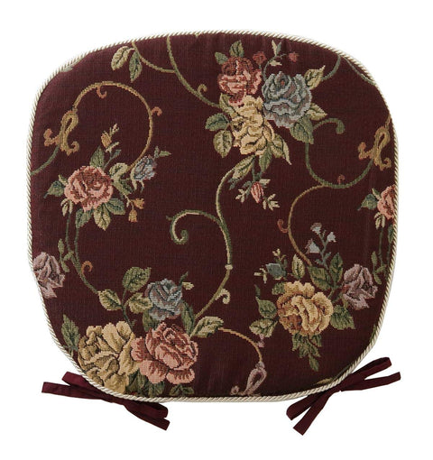 Brown Cotton Jacquard Weave Elegant Floral Pattern Seat Cushion By Ikehiko Japan #9262619