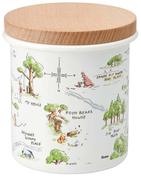 Skater 750Ml Disney Winnie The Pooh Enamel Canister Wood Lid Japan Enc8-A