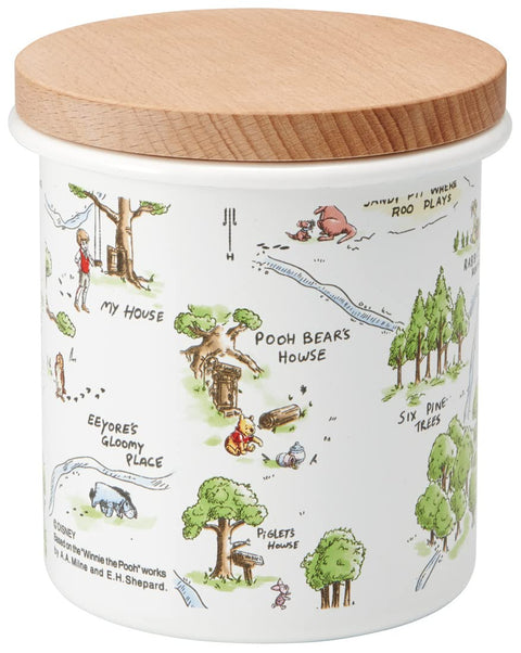 Skater 750Ml Disney Winnie The Pooh Enamel Canister Wood Lid Japan Enc8-A