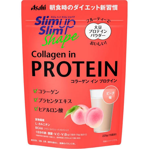 Asahi Slim Up Slim Shape Collagen In Protein Peach Flavor 225g - Japanese Diet Foods