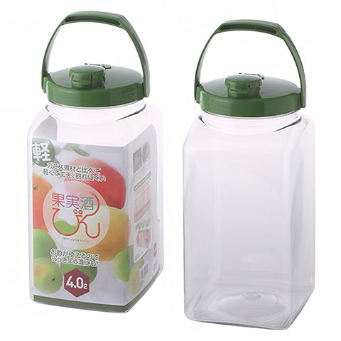 Takeya Japan 4L Square Fruit Liquor Bottle W/ Handle