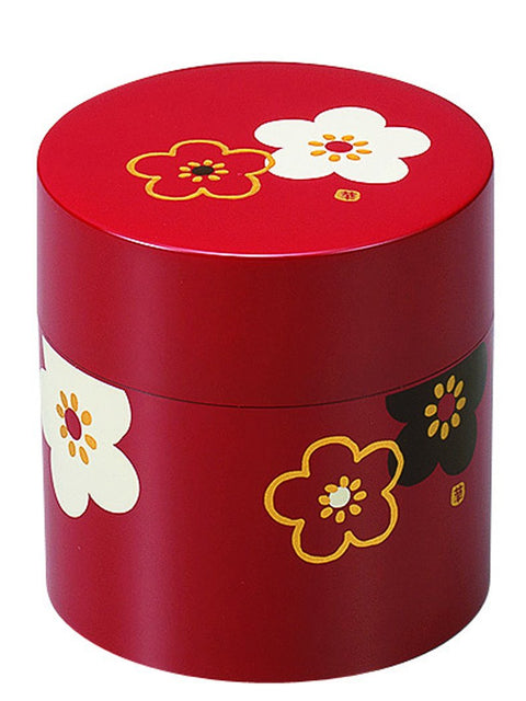 Tatsumiya 56501 Tea Canister Japan Small Flower Pattern Plum Vermilion