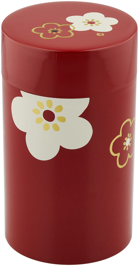 Tatsumiya 56502 Japan Tea Canister Large Flower Plum Vermilion