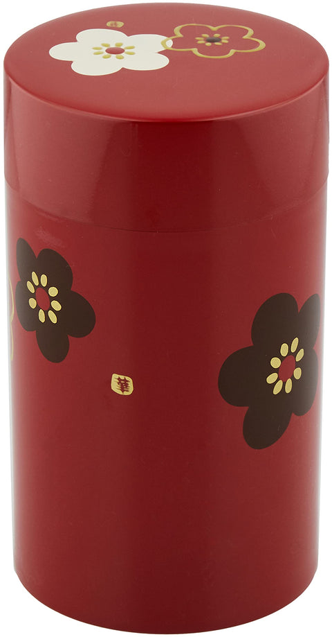 Tatsumiya 56502 Japan Tea Canister Large Flower Plum Vermilion