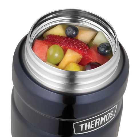 Thermos Stainless King 0.45L Food Jar Matte Black W/ Folding Spoon 16Oz Japan Import