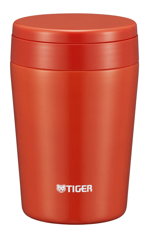 Tiger Thermos Vacuum Insulated Soup Jar 380Ml Japan Thermal Lunch Box Wide Mouth Round Bottom Chili Red Mcl-B038-Rc