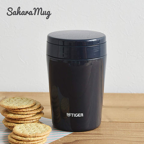 Tiger Thermos Vacuum Insulated Soup Jar 380Ml Japan Thermal Lunch Box Wide Mouth Round Bottom Indigo Blue