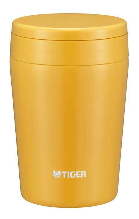 Tiger Thermos Vacuum Insulated Soup Jar 380Ml Japan Thermal Lunch Box Wide Mouth Round Bottom Saffron Yellow Mcl-B038-Ys