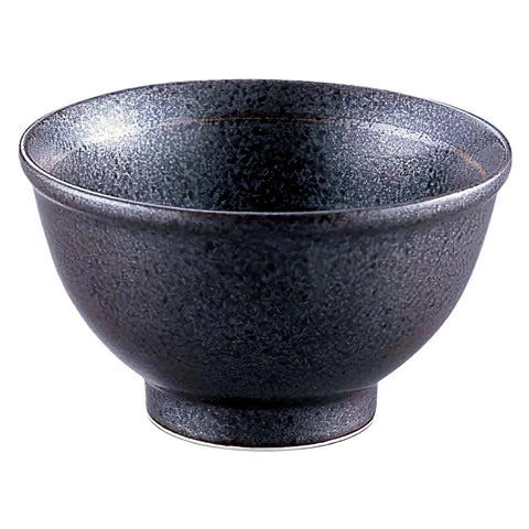 Tkg Mino Ware Pottery Rice Bowl Kuroyu 12.3Cm