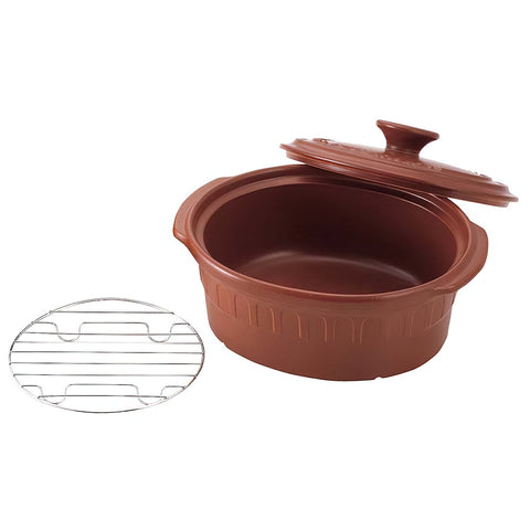 Toceram Heat-Resistant Ceramic Oval Casserole Pot Brown