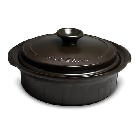 Toceram Heat-Resistant Ceramic Shallow Casserole Pot Brown