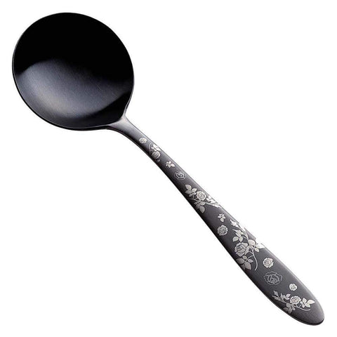 Todai Rikyu Japan Black Rose Pattern Bouillon Spoon