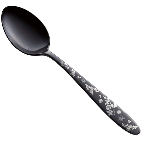 Todai Rikyu Black Rose Pattern Dessert Spoon