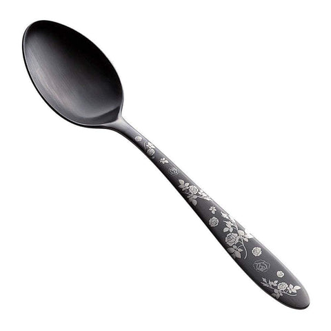 Todai Rikyu Black Rose Pattern Tea Spoon | Japanese Tableware