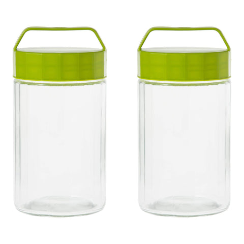 Toyo Sasaki Glass Storage Container 2000Ml Set Of 2 Olive Green Japan Storage Bottle W/ Bookmark Ok-900-Og-Jan