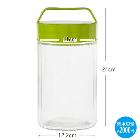 Toyo Sasaki Glass Storage Container 2000Ml Set Of 2 Olive Green Japan Storage Bottle W/ Bookmark Ok-900-Og-Jan