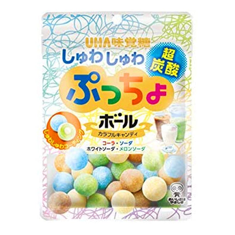 Uha Miguto Puccho Ball Assorted Sizzling Carbonated Candy Bag 50G X 6 Japan