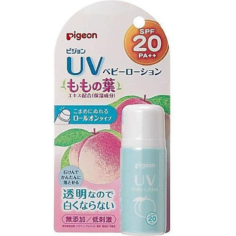 Pigeon UV Baby Roll-On Peach Smell SPF20 PA++ 25g - Japanese Sunscreen For Baby Skin