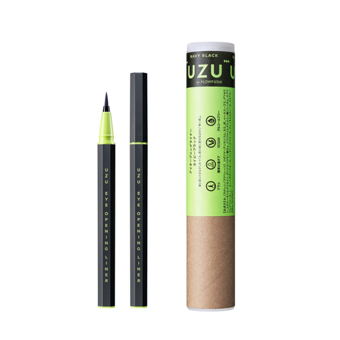 Uzu Flowfushi Eye Opening Liner Navy Black Liquid Eyeliner Japan Hot Water Off Alcohol Free Dye Free Hypoallergenic